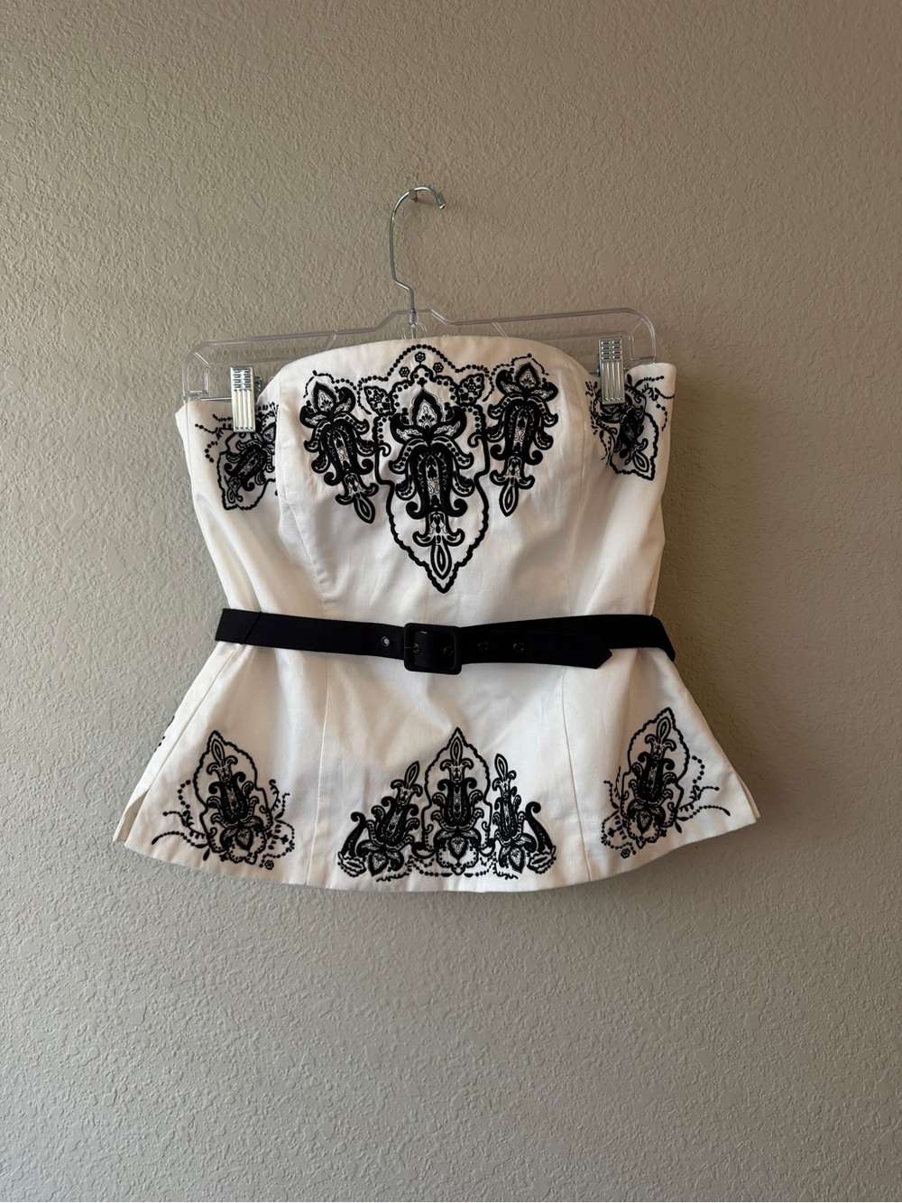 White House Black Market Victorian Floral Boned Corset with Belt 8